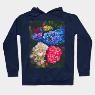 Pink Floral Blue Flowers White Plants Nature Hoodie